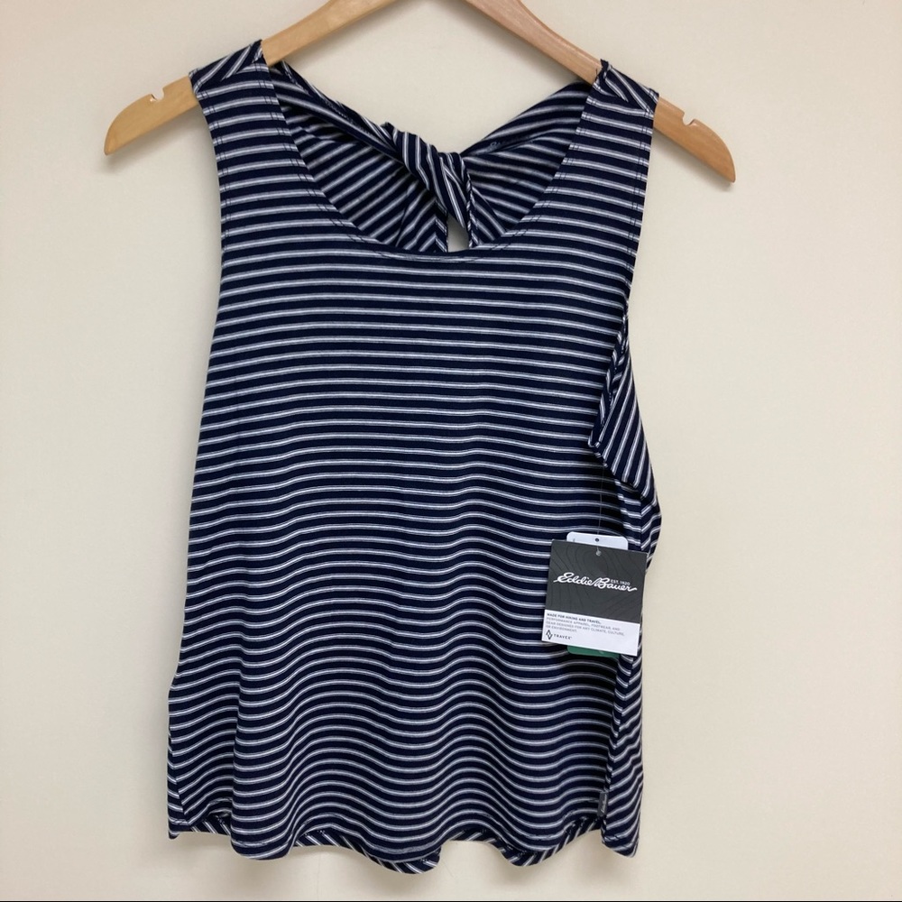 Eddie Bauer top NWT blue white stripes tank M